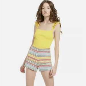 Alice + Olivia Marg Cropped Ruffle Tank Top Yellow Size S